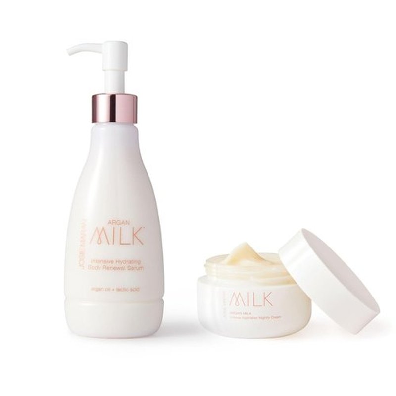 Josie Maran Argan Milk Body Care Gift Set - Intense Hydration Serum & Night Cream - Fast-Absorbing Formula (2 Count)