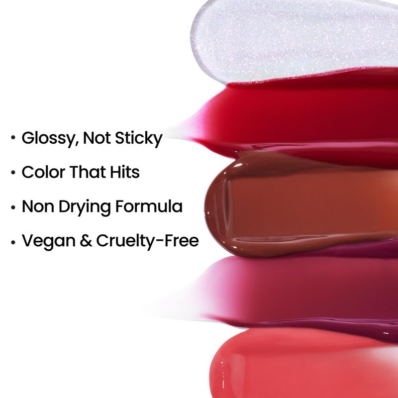wuv.u Glossy Lip Stain – Plumping Hydrating Lip Oil Tint with Hyaluronic Acid & Peptide Complex – Non-Sticky High Shine Pigmented Finish – Pop Star (Red) 0.11 oz.