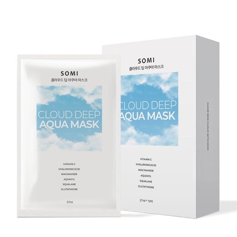 Cloud Deep Aqua Facial Mask - 10 Sheets | Korean Hydrating Face Sheet Mask for Daily Moisturizing