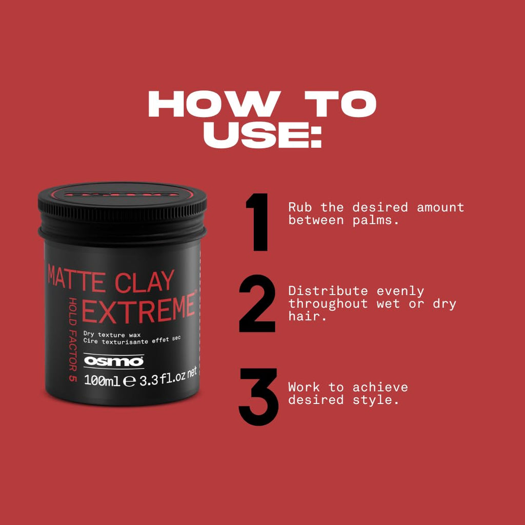 Osmo Matte Clay Extreme | Dry Textured Control | Matt finish for a Natural look. Vegan. 100ml.