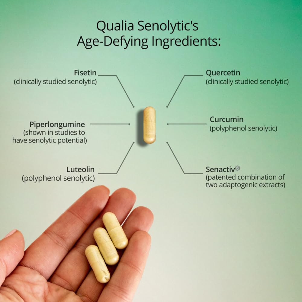 Qualia Senolytic – The Ultimate Formula for Enhanced Cell Repair and Rejuvenation. A Revolutionary Two-Day Aging & Longevity Support Regimen w. Fisetin, Quercetin, Piperlongumine, Senactiv®, Curcumin