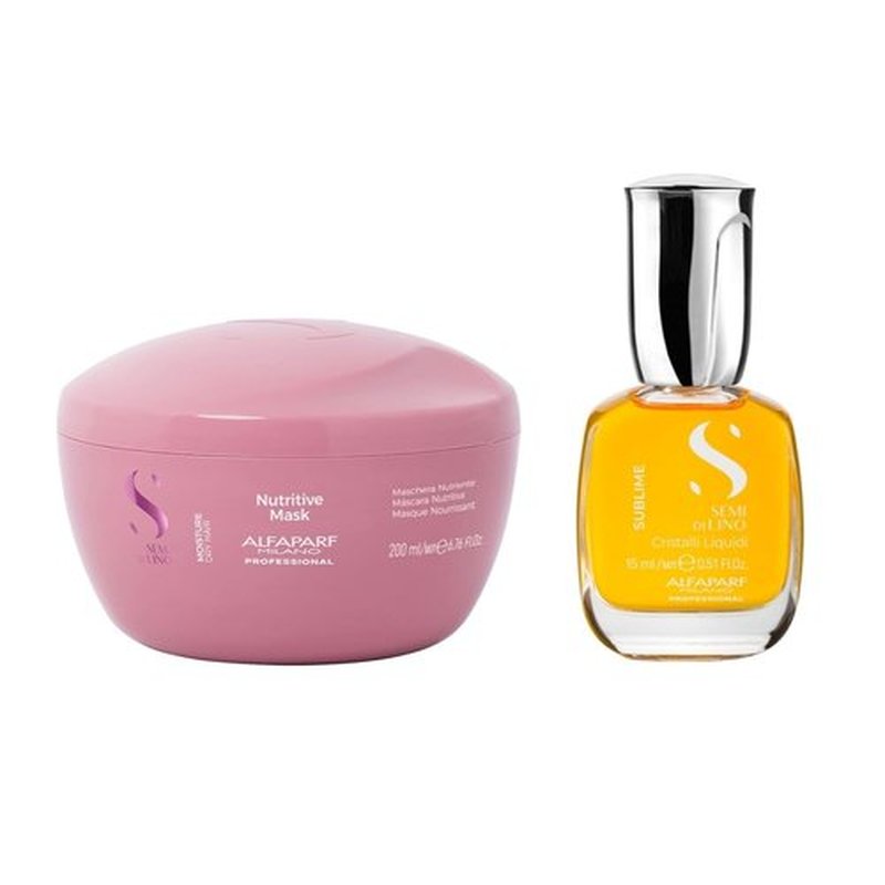 Alfaparf Milano Moisture Hair Mask & Cristalli Liquidi Oil Serum Set - Hydrating Deep Conditioning for Dry Hair | 15ml