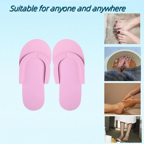 Khakho Pedicure Slippers Disposable Flip Flops for Pedicures 12 Pair Pink Pedicure Flip Flops for Women Salon Spa Beach Party Guests