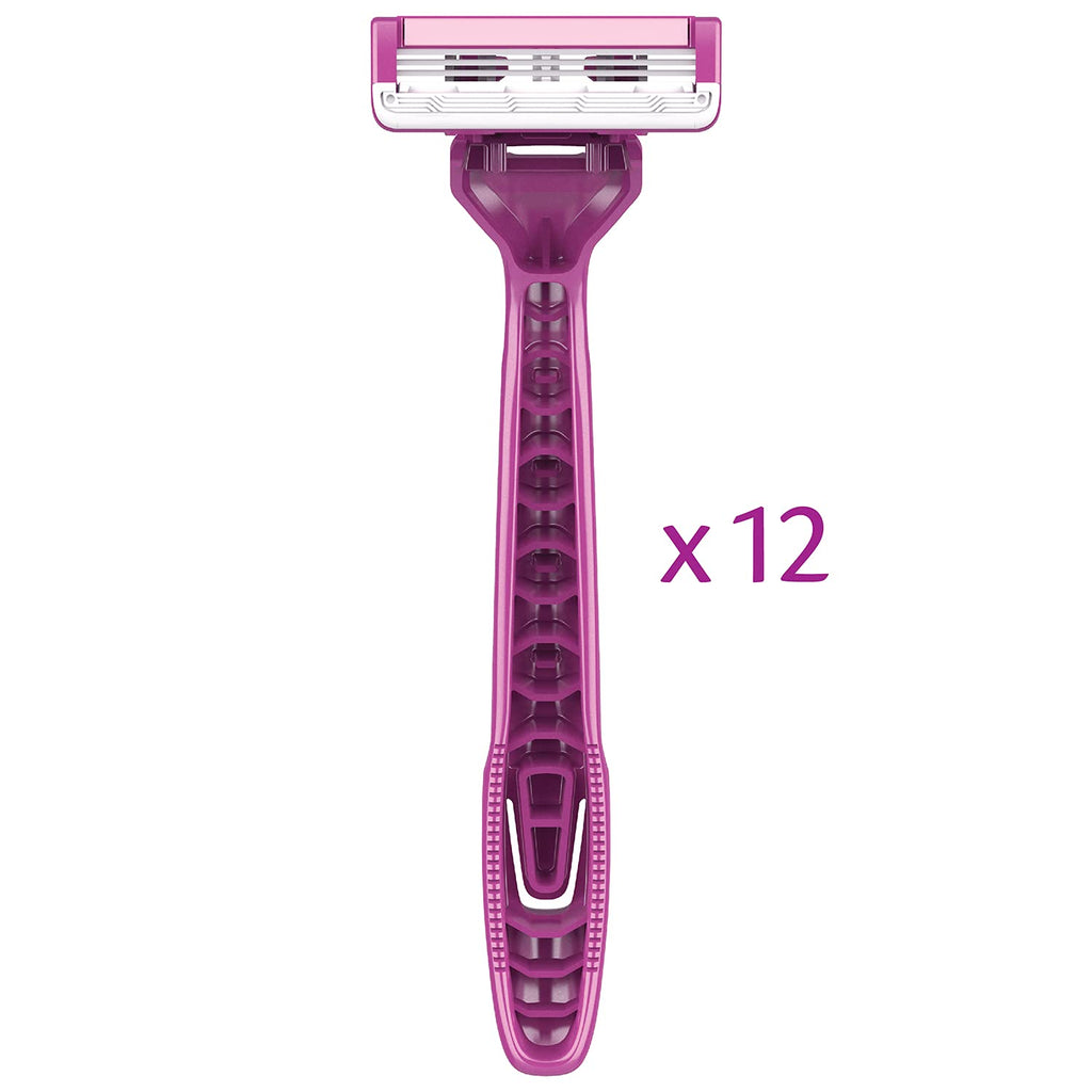 Pure Silk Contour 3 Disposable Razors for Women (3 Packs/12 Total Razors)