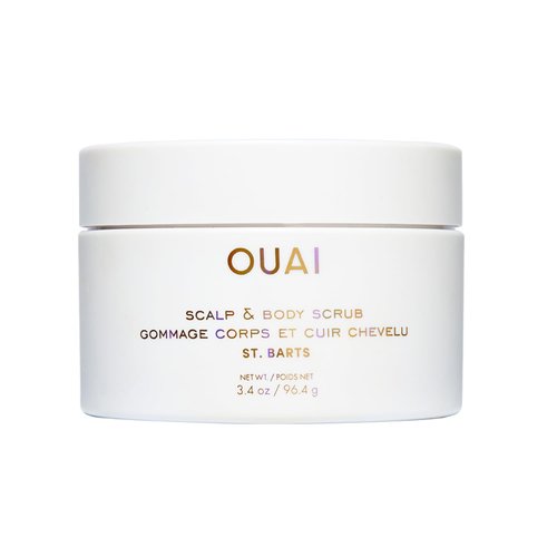 OUAI Scalp & Body Scrub, St. Barts Travel Size - Exfoliating Body Scrub with Sugar & Coconut Oil Blend for Smooth, Moisturized Skin - Gentle Scalp Exfoliator for Removing Product Build Up (3.4 oz)