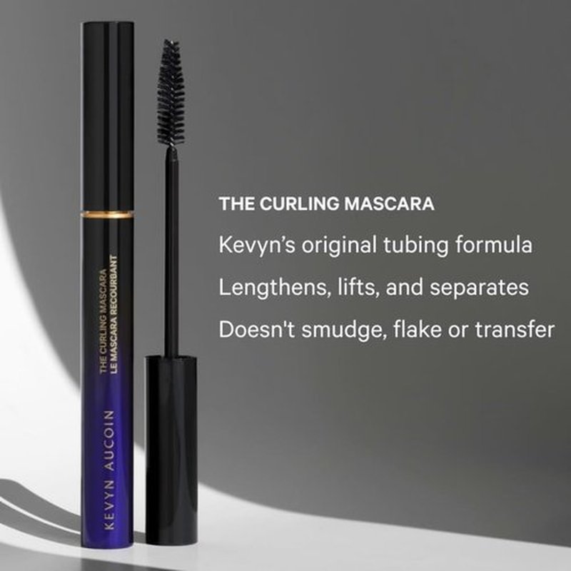 Kevyn Aucoin Curling Mascara - Black | Volume-Enhancing, Clump-Free Formula | Easy Water Removal, 0.18 Oz