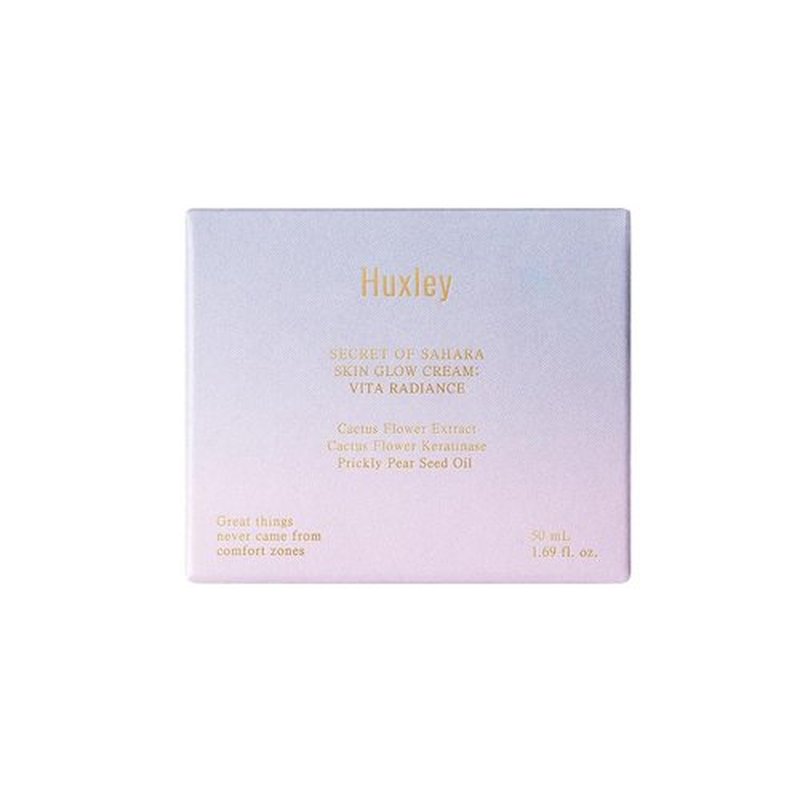 Huxley Secret of Sahara Skin Glow Cream Vita Radiance, 3% Niacinamide Face Moisturizer, Korean Skin Care Gel Cream for Dewy Glow, Glass Skin Finish | 50ml /1.69 fl. oz.