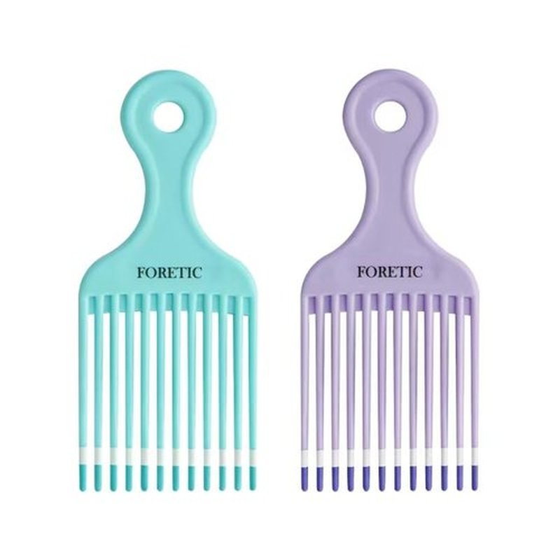 Foretic Smooth Hair Pick Comb for Curly, Thick, Medium to Long Hair, Facial Hair（Blue, Purple）