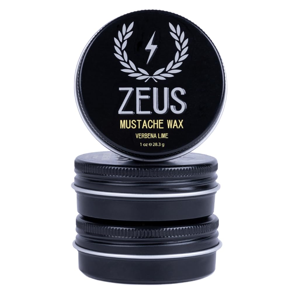 ZEUS Mustache Wax for Men with Beeswax, Grape Seed & Shea Butter (3 Pack)