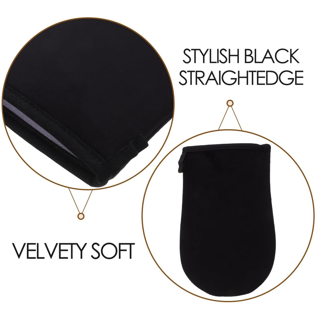 Frcolor Self Tanning Mitt Black Flocked Glove for Even Application of Body Lotion and Self Tanner Back Applicator Safe Sunless Tanning Tool