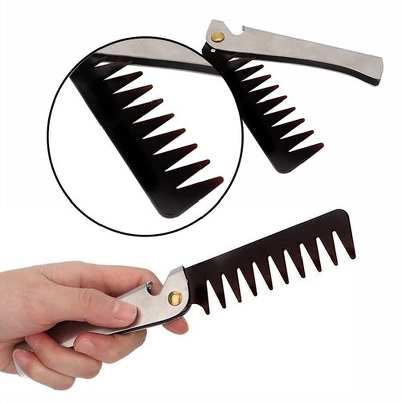 Stainless Steel Folding Pocket Comb - Portable Hair Comb for Styling, Salon & Home Use