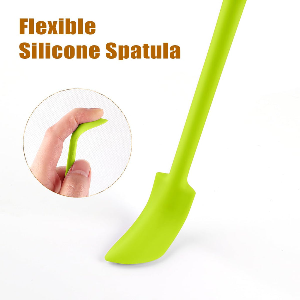 Silicone Spatula Set (6Pcs) - Mini Scraper Tool for Beauty & Food - Reach Every Last Drop, Multi-Size Spatulas for Makeup Jars, Lotion Bottles & Kitchen Containers (Green)