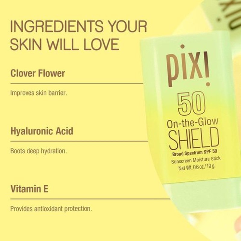 Pixi Beauty On-the-Glow SHIELD SPF 50 Sunscreen Stick - Lightweight, Ultra-Hydrating & Travel Size | 2-Pack, Vegan & Paraben-Free | 2x 0.6oz/19g