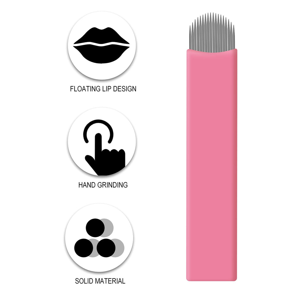 50 pcs Pink Disposable Microblading Blade NANO U18 Microblades 0.15mm Nano Needles Perfect for Hair Strokes Eyebrow Thinnest needles in Market (18U)