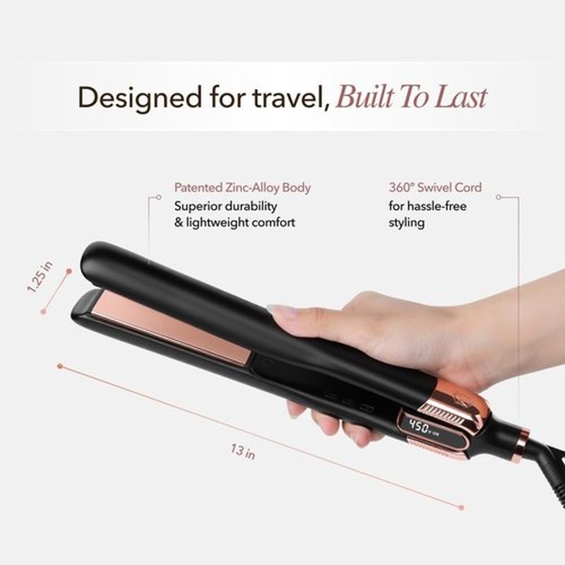 SRILabs StyleQ Flat Iron Hair Straightener - GraphFlow Technology, Infrared Light Therapy, 12 Heat Settings for All Hair Types