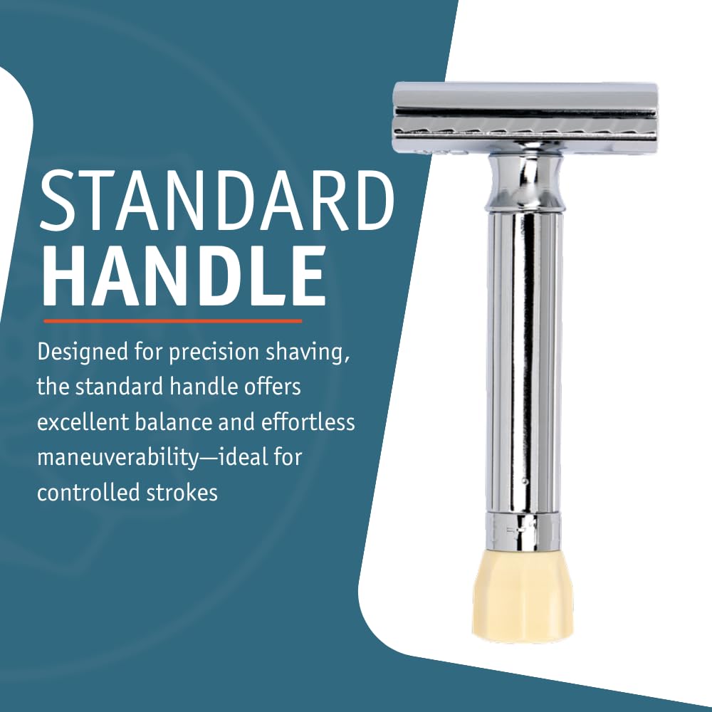 MERKUR Progress 500 Adjustable Double Edge Safety Razor - Standard Handle Adjustable Razor With Dial Made in Germany Plastic-Free Closed Comb Straight Bar