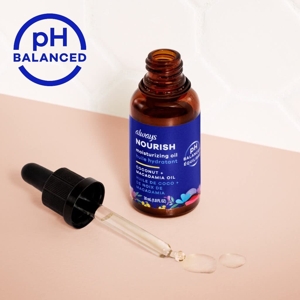 Always Nourish Moisturizing Oil for Intimate Skin, Helps Nourish Dry, Irritated Intimate Skin, Fragrance-Free, 30 mL