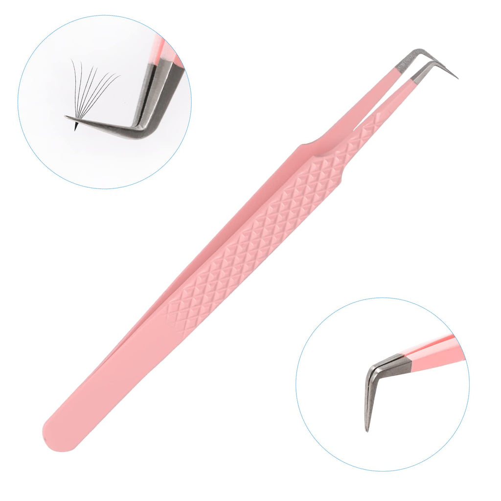 GEMERRY Eyelash Extension Tweezers 4pcs Rainbow Tweezers Set Stainless Steel Precision Tweezers for Eyelash Extension Straight and Curved Tip Tweezers Set Professional Makeup Tool (4pcs, Rainbow)