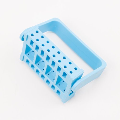 KOOBOOK 2Pcs 16 Holes Acrylic Nail Art Drill Bit Holder Exhibition Stand Organizer Nail Art Display Salon Light Blue
