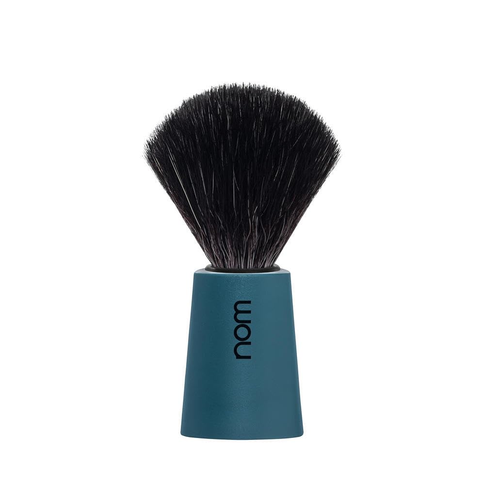 NOM Carl Shaving Brush | Vegan Shave Brush for Shaving soaps and creams | sustainable eco-friendly and reusable |Exfoliating Shaving Brush | Petrol Blue handle