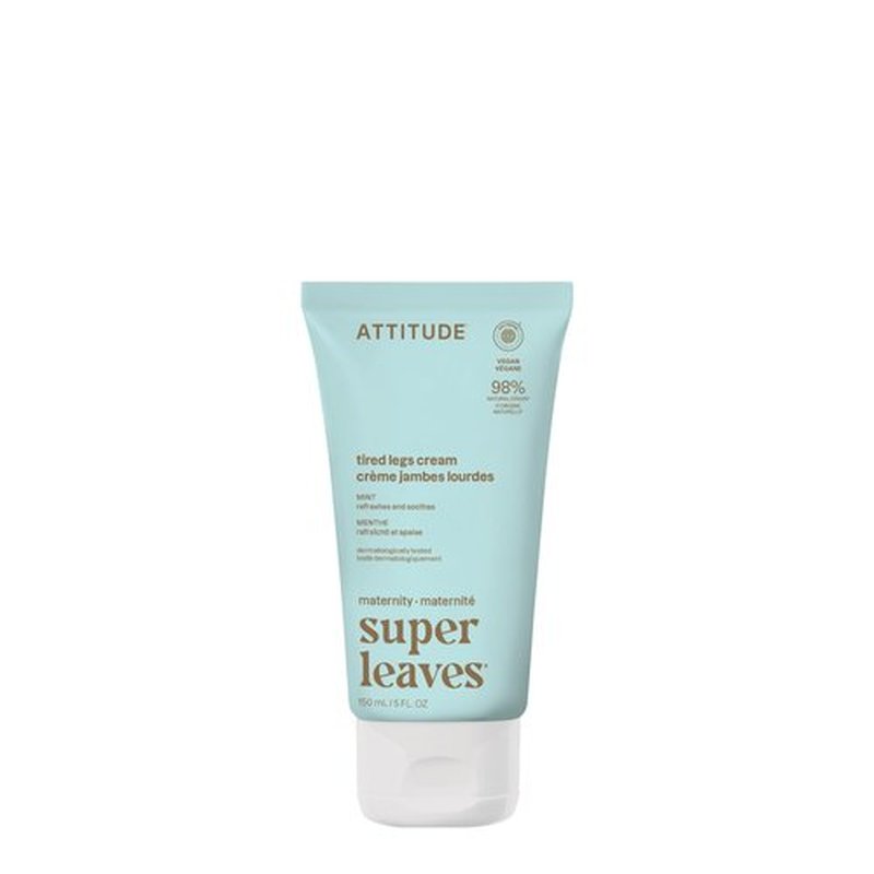 ATTITUDE Pregnancy Tired Legs Cream, EWG Verified, Dermatologically Tested, Plant and Mineral-Based, Vegan Maternity Products, Soothing and Refreshing Mint, 5 Fl Oz
