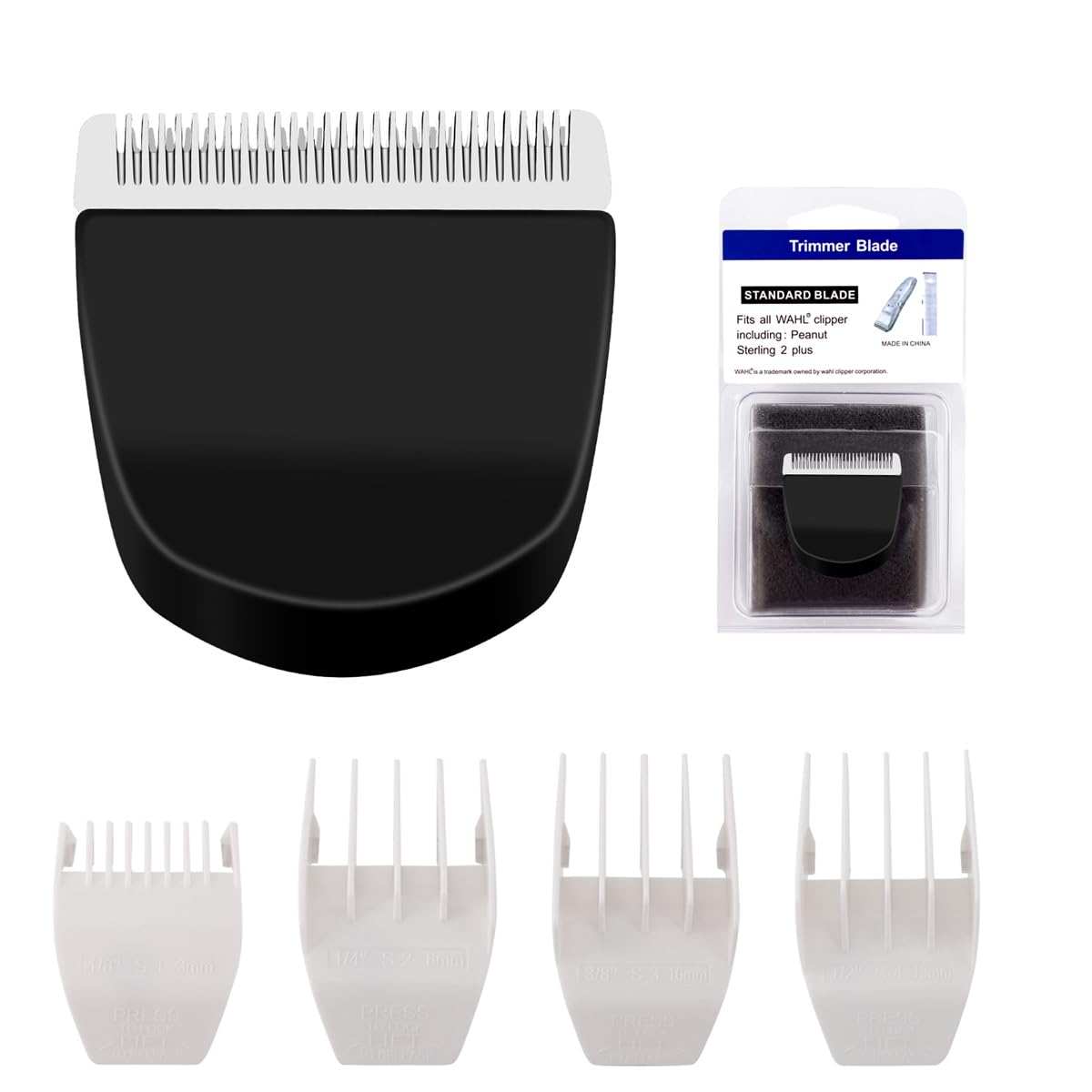 2 Pack Professional Peanut Clipper/Trimmer Snap On Replacement Blades #2068-300 - Compatible with Wahl Peanut Hair Clipper/Trimmer, Black