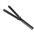 Coufce Black Stainless Steel Folding Practice Comb