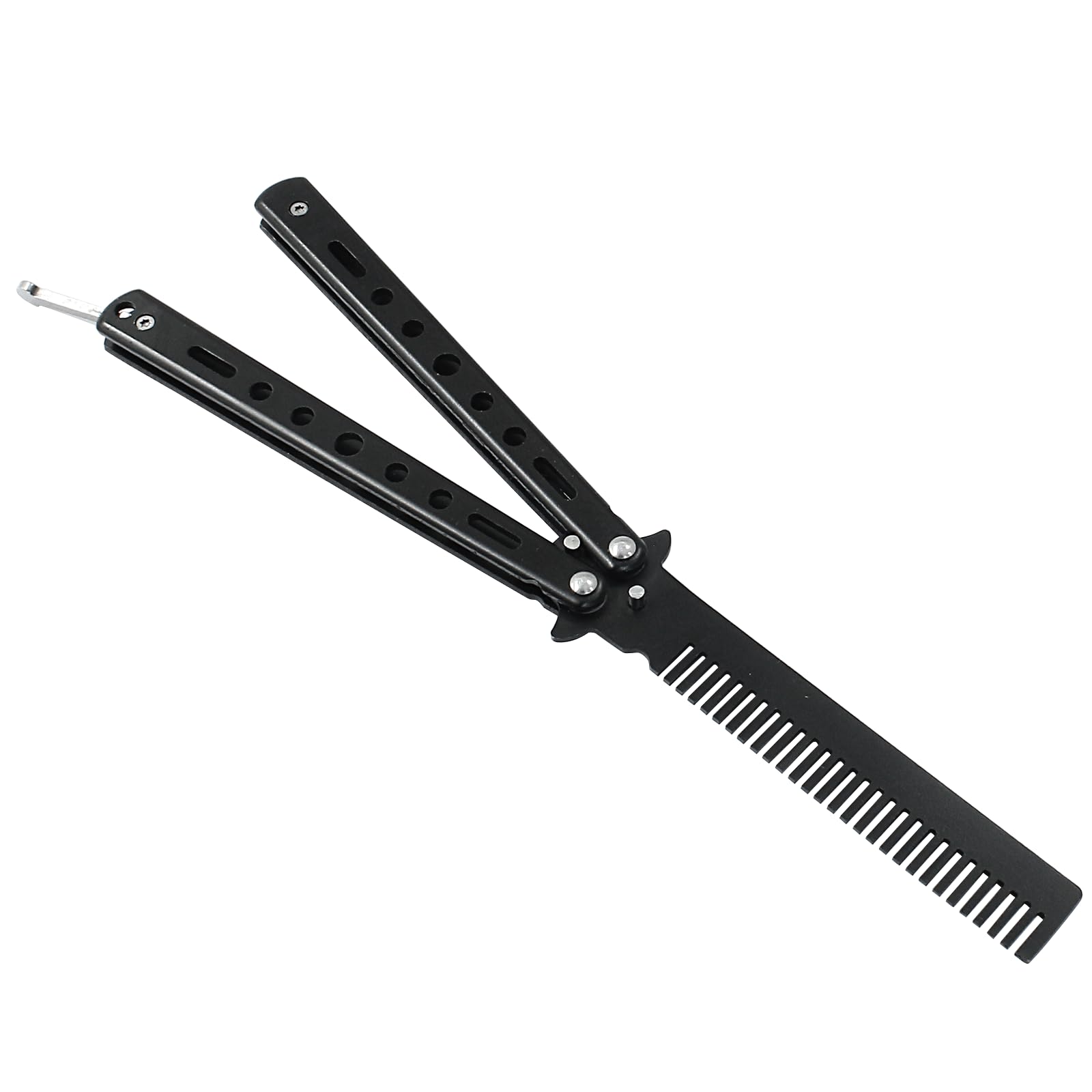 Coufce Black Stainless Steel Folding Practice Comb