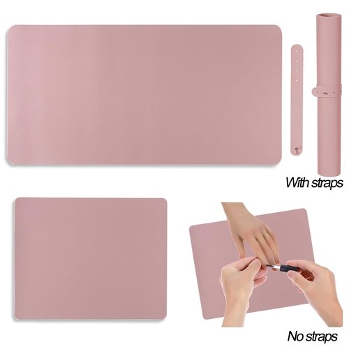SUTOZMIWE Nail Art Table Mat,2 PCS Nude Pink Fordable Soft Microfiber PU Leather Nail Mats, Nail Arm Rest Pad for Acrylic Nails,Manicure Pads Desk Mat for Nail Tech Must Haves Salon Home Nail Supplies