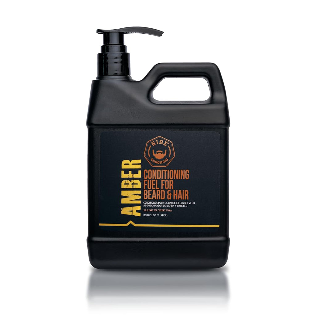 GIBS Amber Beard and Hair Conditioner - Detangle, Control Frizz, Revitalize Dry Hair & Skin, Antimicrobial & Antioxidant - Made in USA