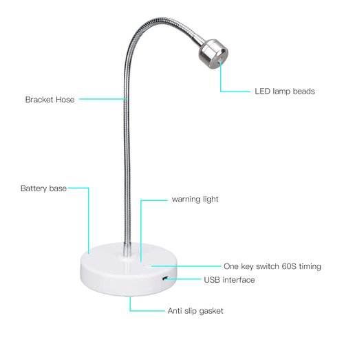 Brrnoo LED Nail Lamp, 3W Gel Polish Drying Lamp USB Gooseneck Hands Light Rotatable Nail Dryer Quick Dry Nail Polish Curing Lamp，Manicure Decor Tool for Salon Home DIY