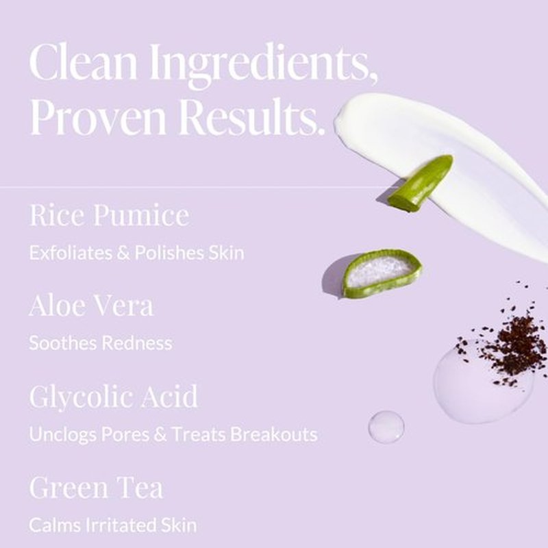 Beia Bikini & Body Scrub - Gentle Exfoliating Body Scrub with Glycolic Acid & Rice Extract - Fights Ingrown Hairs KP Bumps & Dry Skin - Hydrating & Soothing for Sensitive Skin 7.6 Oz