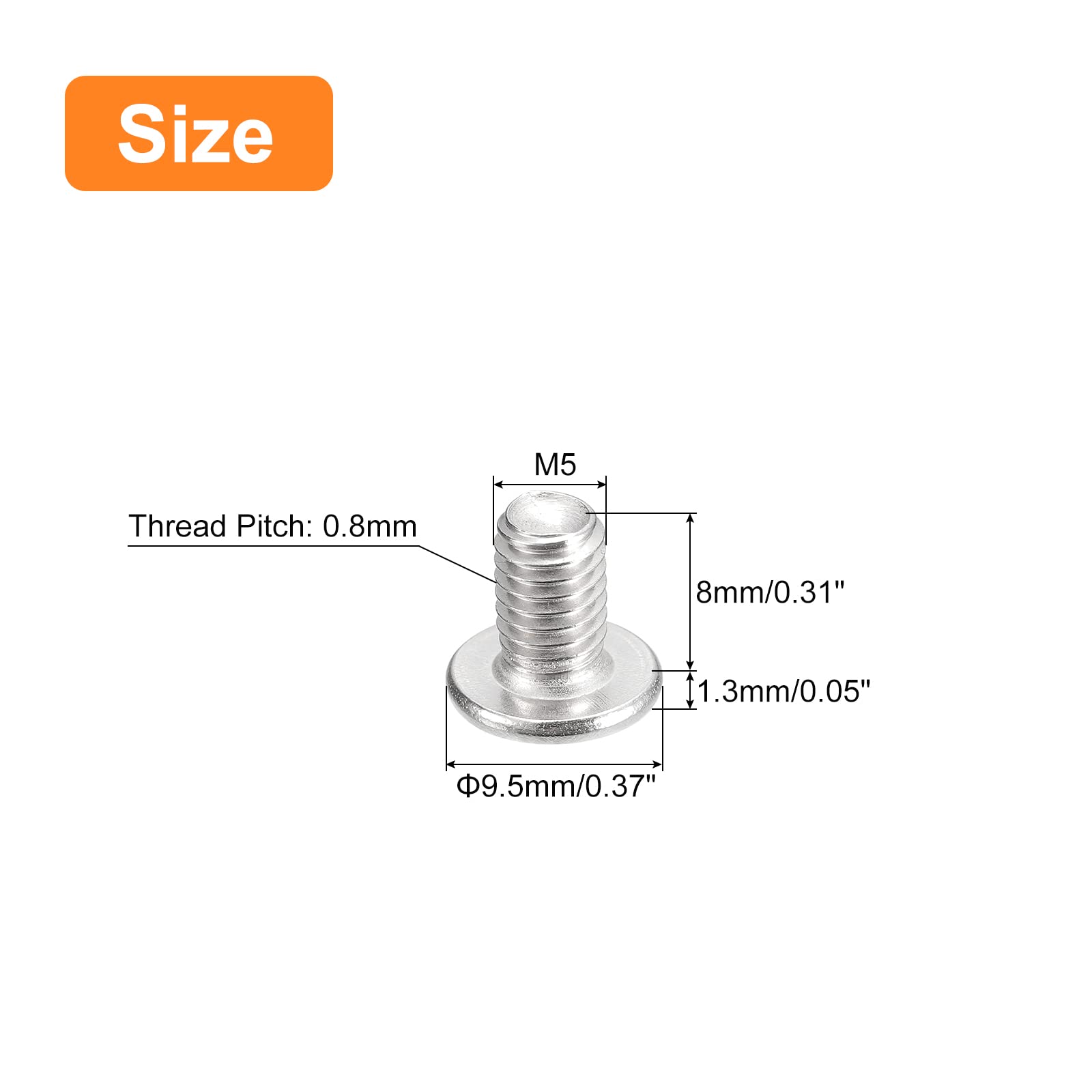 uxcell M5-0.8 x 8mm 20Pcs Flat Round Head Screws 304 Stainless Steel Phillips Drive Machine Screws Hardware Fastener for Furniture Connection