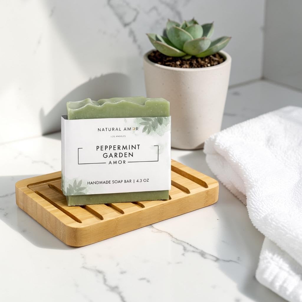 Natural Amor Spa Gift Set for Women – Handmade Soap, Bath Salt, Clay Mask & Candle with Bamboo Soap Dish, Relaxation Self Care Gift Box, Birthday Mothers Day Gift for Her