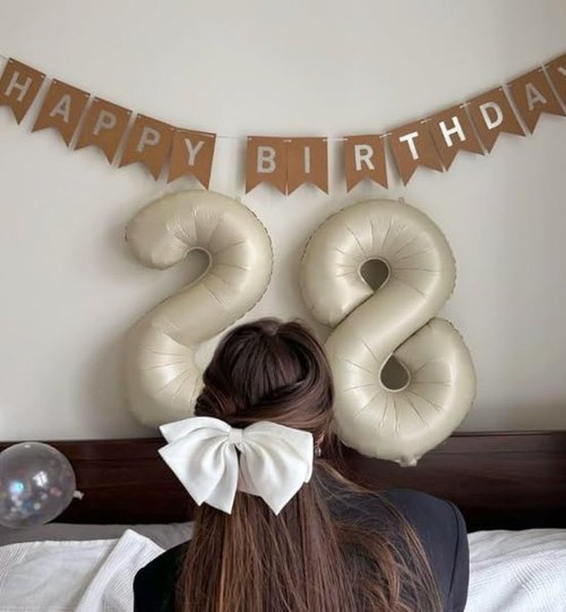 Large Number 5 Birthday Balloon - Cream White Foil Mylar for 5th, 15th, 25th, 35th Celebrations