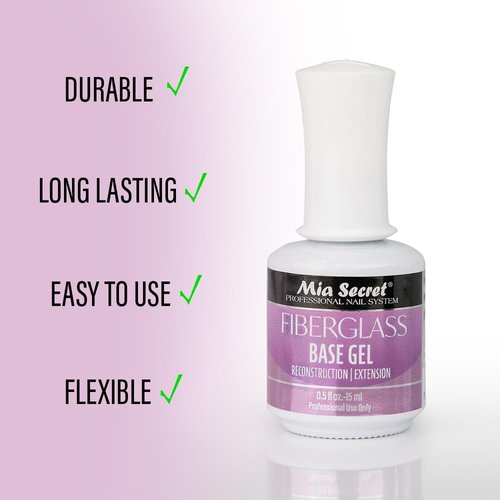 Mia Secret Fiber Glass Base Gel MADE IN USA 0.5 Fl Oz. DIY Home and Nail Salon Soak Off Gel Base