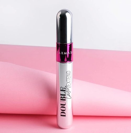 FARMASi Double Lash Extend Mascara, 2-Step Special Brush for Lengthening & Volumizing, False Lash Effect, Buildable Formula, No Clumping, Defines & Multiplies Eyelashes, Intense Black