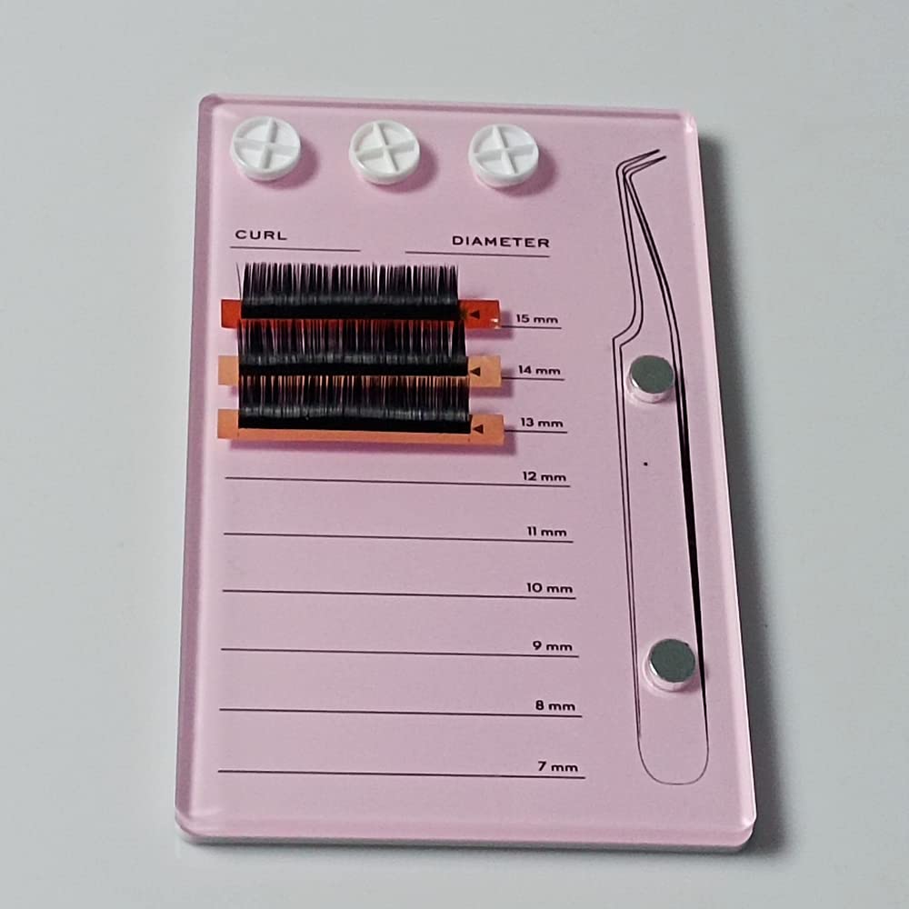 Acrylic Eyelash Extension Eye Lash Pallet Tool, Grafting False Eyelash Organizer Extension Pad Lash Tray Gasket Adhesive Glue Holder (Pink with Scale)