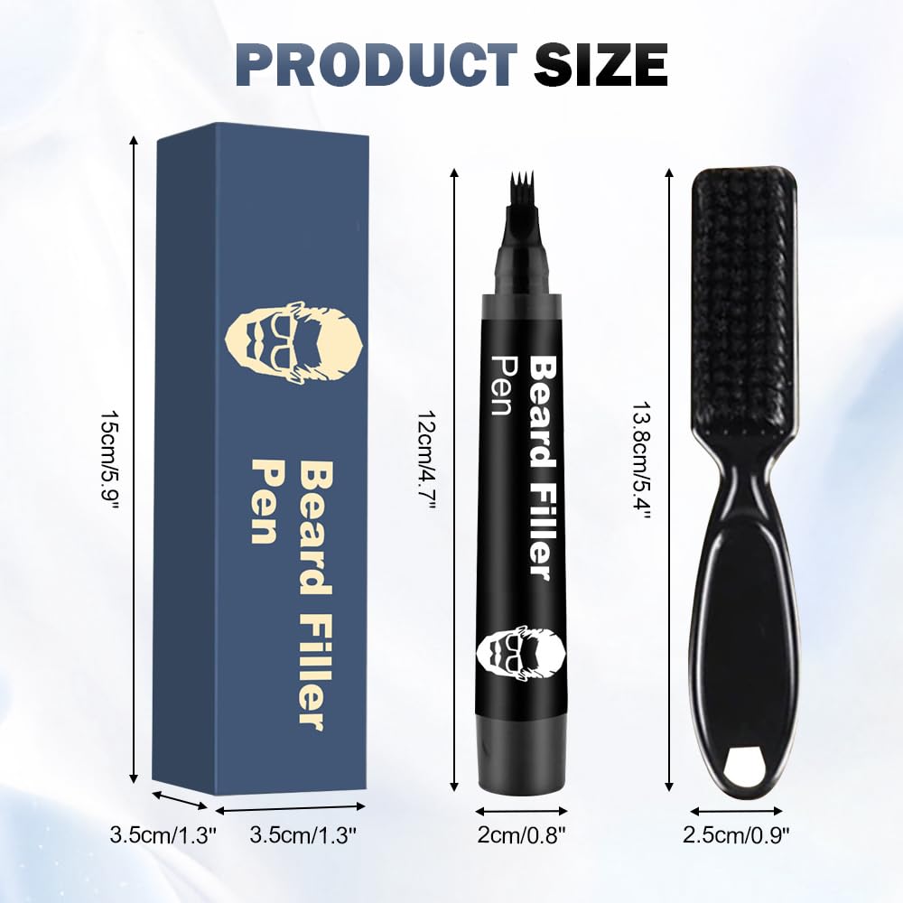 Beard Pen Filler for Men, Waterproof Beard Pencil for Patchy Beard, Natural Looking Beard Marker for Filling Beard and Hairline, Long Lasting Grooming Tool (1, brown)