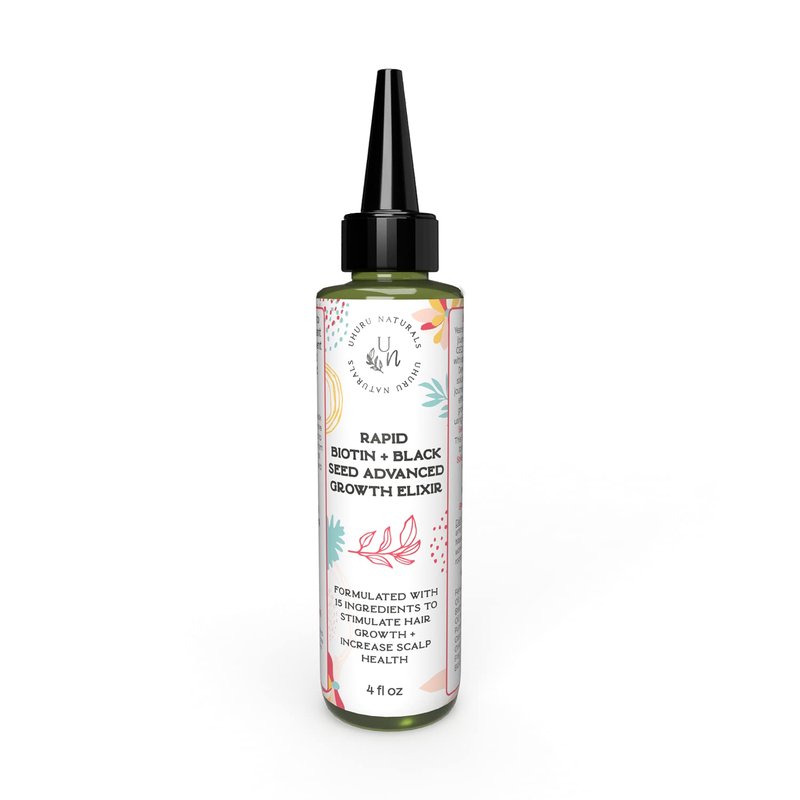 Uhuru Naturals Rapid Biotin Hair Growth Oil – Black Seed, Fenugreek, Onion, Sulfur & Castor – Revitalize, Strengthen & Nourish Hair (4 oz)”