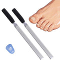 IDOU 2-Piece Stainless Steel Toenail File for Thick Nails | 4-Sided Design with Non-Slip Grip & Thumb Protector | 7" Durable Metal Nail File for for All, Elderly & Dogs