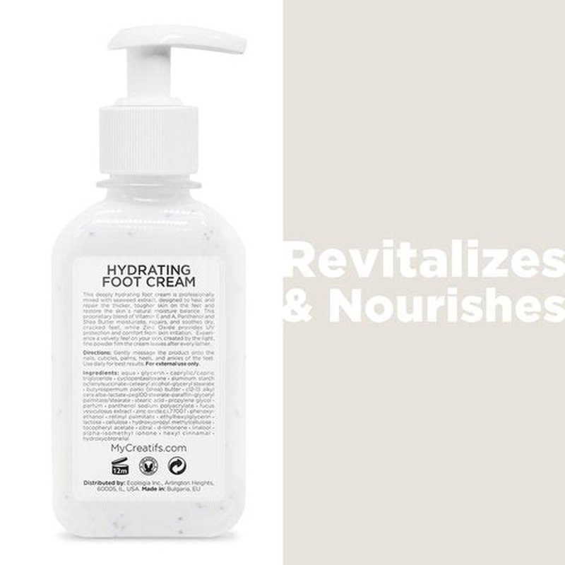 Cosmétiques Créatifs Hydrating Foot Cream for Dry Cracked Heels and Feet, 8.5 fl. oz., Deep Moisturizing Seaweed Extract and Shea Butter, Restores Soft Supple Skin