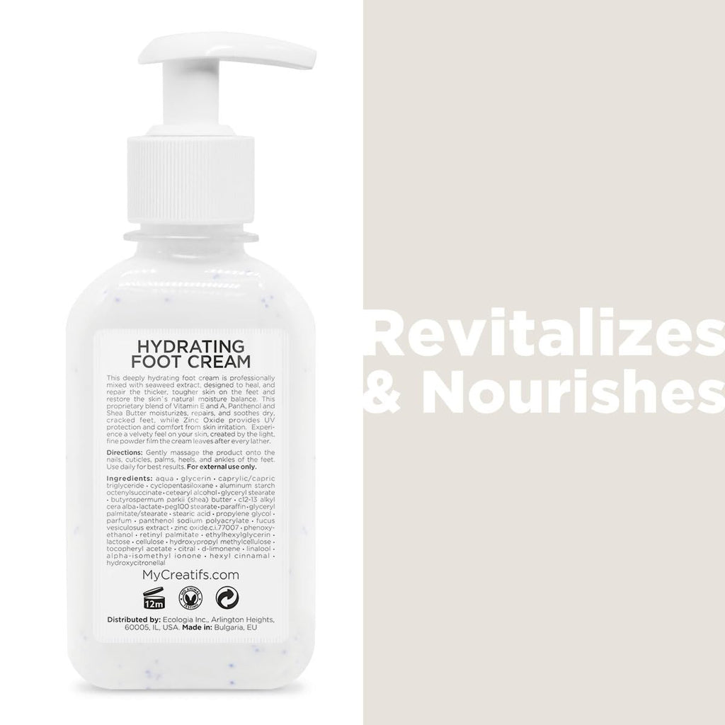 Cosmétiques Créatifs Hydrating Foot Cream for Dry Cracked Heels and Feet, 8.5 fl. oz., Deep Moisturizing Seaweed Extract and Shea Butter, Restores Soft Supple Skin