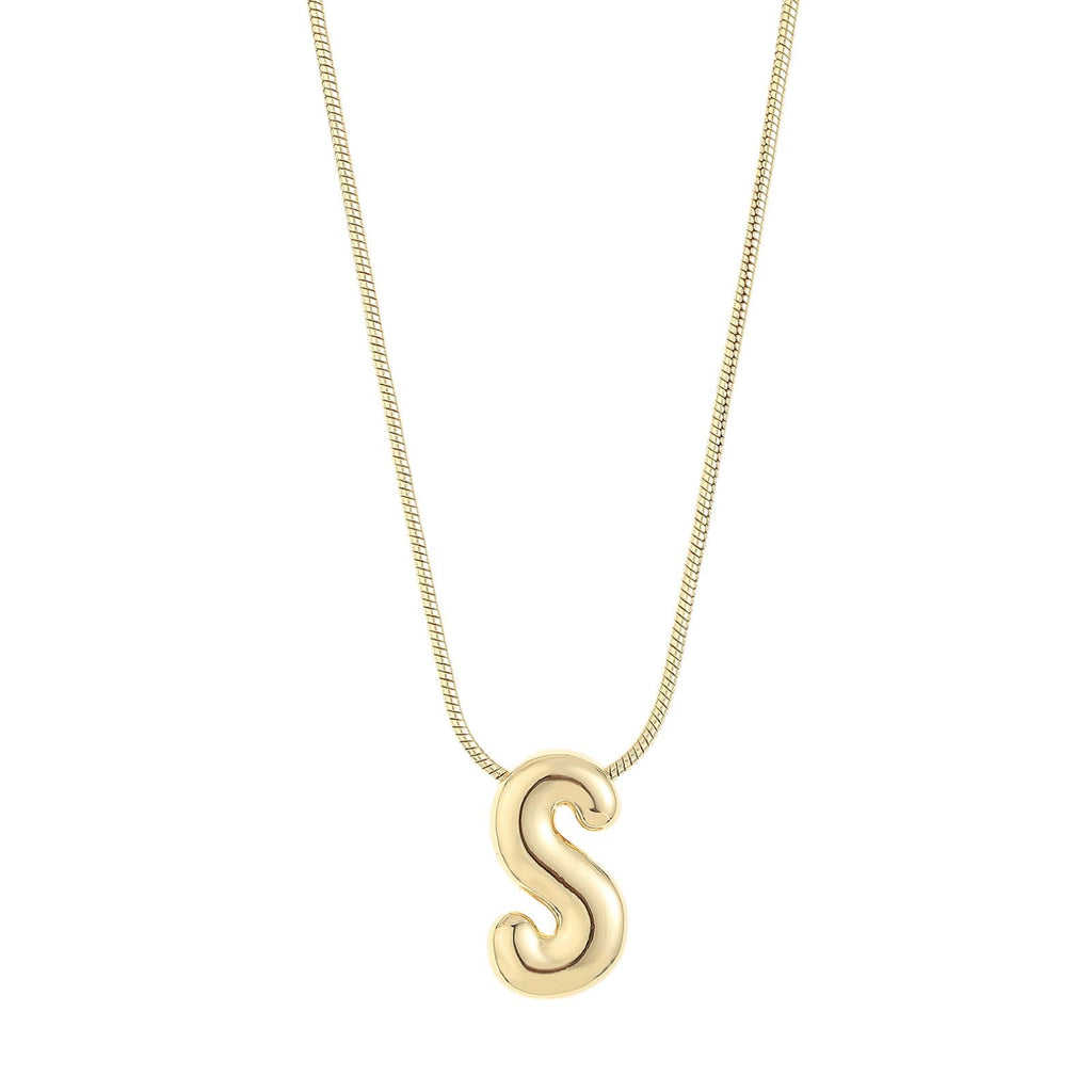 Leo & Luca Balloon Initial Necklace - Bubble Letter Gold Necklace - Personalized Gift - Gold Plated Trendy Alphabet Pendant - Letter 'P'