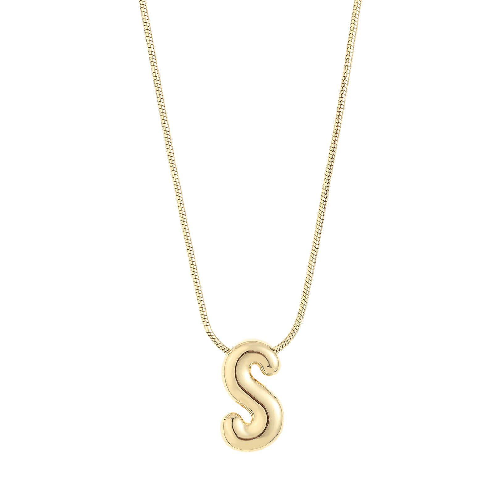 Leo & Luca Balloon Initial Necklace - Bubble Letter Gold Necklace - Personalized Gift - Gold Plated Trendy Alphabet Pendant - Letter 'P'