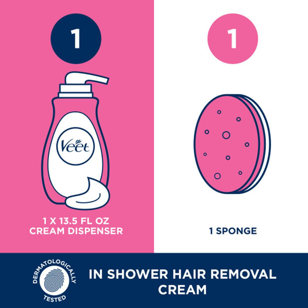 Veet Sensitive Formula with Aloe Vera In Shower 13.5 Fl Oz. Hair Removal Cream for Legs & Body