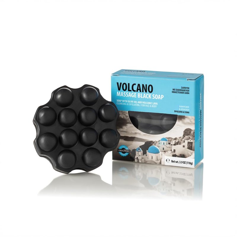 Volcano Black Soap Bar with Olive Oil and Volcanic Sand 110gr – Deep Cleansing and Exfoliating Soap for Face and Body – Bar Soap for Dry Skin for Removing Excess Oil, Dead Skin Cells & Impurities