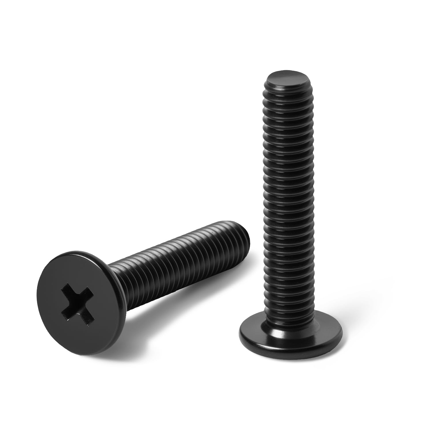 M4-0.7 x 6mm 50Pcs Flat Round Head Machine Screws, Black Oxide 304 Stainless Steel Phillips Cross Drive Screws Hardware Fastener