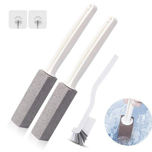 2 Pack Pumice Stone Toilet Bowl Cleaner with Handle, Pumice Stone Toilet Brush for Cleaning Limescale Deposits, Hard Water Stains on Toilets, Grills, Tiles