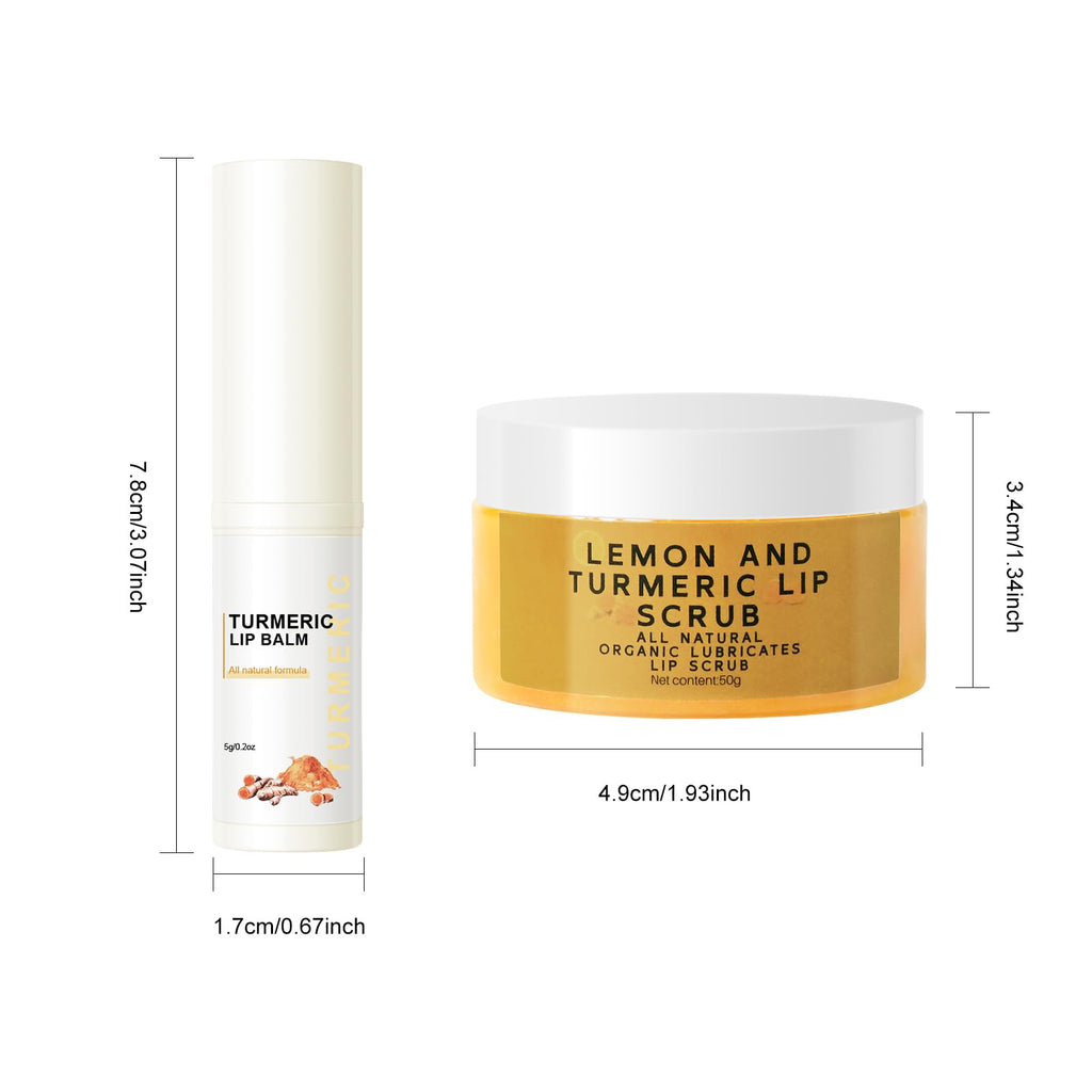 Freeorr Turmeric Lip Treatment Kit for Dark Lips, Lip Scrub&Lip Balm for Smokers, Lip Exfoliator Scrub for Hydration Chapped and Cracked Peel Lips
